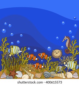 Underwater world, vector illustration