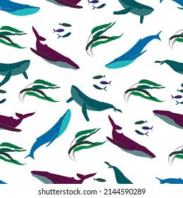 underwater world, wildlife, blue whale, print for clothes