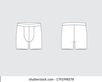 underwear boxer briefs for men, flat pattern with vector illustration