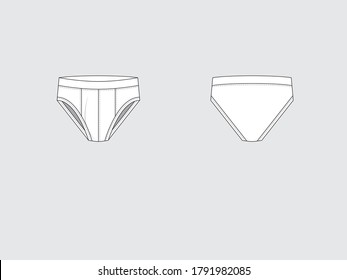 underwear briefs for men, flat pattern with vector illustration