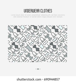 Underwear clothes concept with thin line icons of bikini, bra, tankini, pants. Vector illustration for web page, banner, print media.