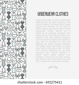 Underwear clothes concept with thin line icons of bikini, bra, tankini, pants. Vector illustration for web page, banner, print media.