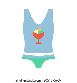 Underwear clothes. Female t-shirt with ice-cream and underpants Isolated flat vector object on white background