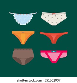 Underwear clothes panties bra vector set female undies and underpants isolated objects