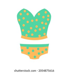Underwear clothes vector illustration. Female top and underpants with polka dot Isolated flat vector object on white background