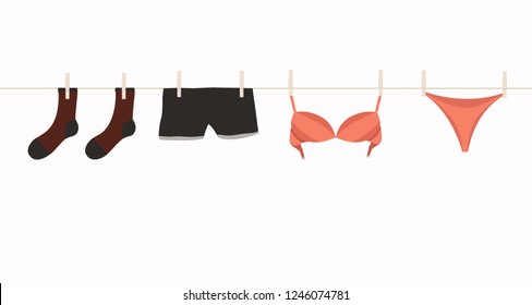 underwear is drying on the rope
