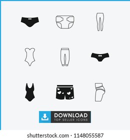 Underwear icon. collection of 9 underwear filled and outline icons such as man swim wear, swim suit, diaper, underpants, swimsuit. editable underwear icons for web and mobile.