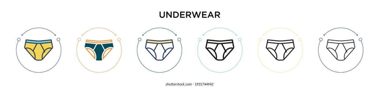 Underwear icon in filled, thin line, outline and stroke style. Vector illustration of two colored and black underwear vector icons designs can be used for mobile, ui, web