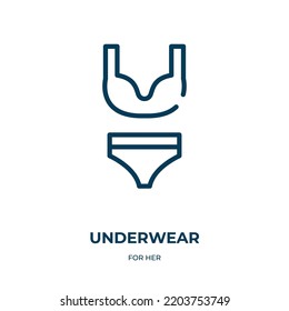 Icono de ropa interior. Ilustración vectorial lineal de su colección. Esquema del vector de icono de ropa interior. Símbolo de línea delgada para uso en aplicaciones web y móviles, logotipo, medios impresos.