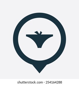 underwear icon map pin on white background 