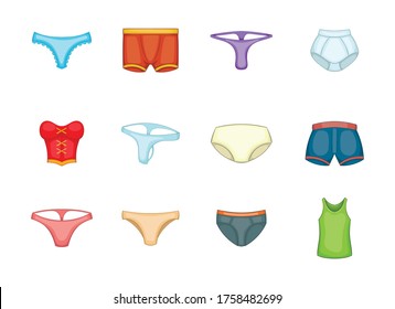 Underwear icon set. Cartoon set of underwear vector icons for your web design isolated on white background