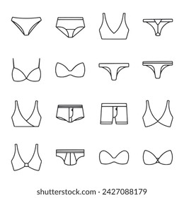 Underwear icon set isolated on white