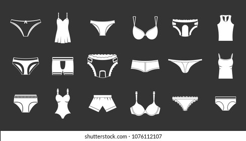 Underwear icon set vector white isolated on grey background 