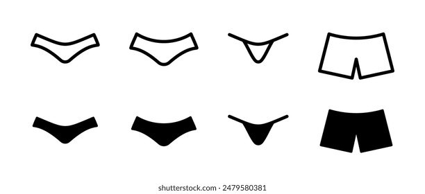 Underwear icon set. Woman pants symbol. Bikini vector illustration isolated. Underclothing sign.