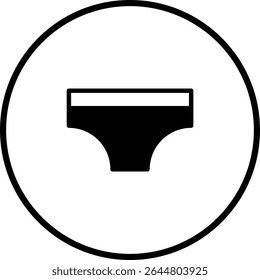 Ícone de roupa interior simbolizando vestuário íntimo dentro de uma ilustração de quadro circular