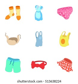 Underwear icons set. Cartoon illustration of 9 underwear vector icons for web
