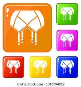 Underwear icons set collection vector 6 color isolated on white background
