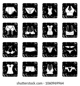 Underwear icons set vector grunge isolated on white background 