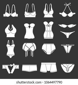 Underwear icons set vector white isolated on grey background 