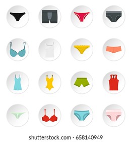 Underwear items icons set in flat style isolated vector icons set illustration