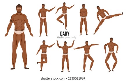 carácter de hombre de ropa interior pose diseño vectorial con carácter de pose móvil