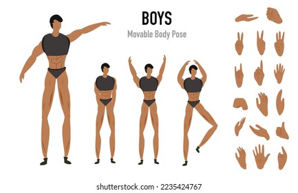 underwear man character pose vector design with movable pose character