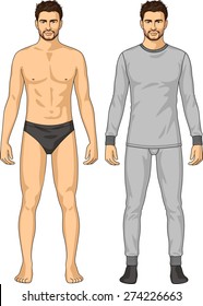 The underwear for the man consists of a jacket and trousers