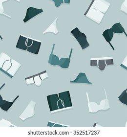 Underwear on light blue - vector background