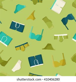 Underwear on light green - vector background