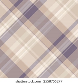 Underwear plaid tartan fabric, curved background check textile. Outside pattern texture seamless vector in light and pastel colors palette.