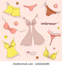underwear red set, isolated on a white