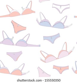 Underwear seamless pattern with bra and panties 