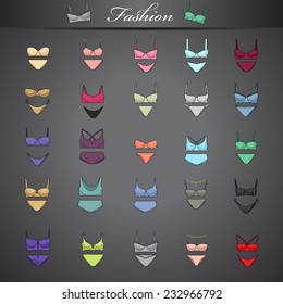 Underwear Set - Isolated On Black Background - Vector Illustration, Graphic Design Editable For Your Design
