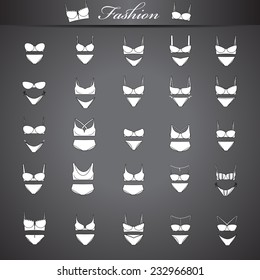 Underwear Set - Isolated On Black Background - Vector Illustration, Graphic Design Editable For Your Design