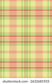 Underwear tartan fabric plaid, gingham background seamless textile. Printing vector texture check pattern in lime and orange colors palette.