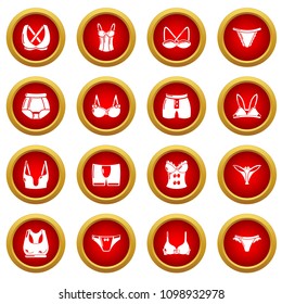 Underwear types icons set. Simple illustration of 16 underwear types vector icons for web