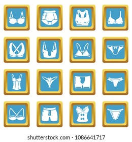 Underwear types icons set vector sapphirine square isolated on white background 