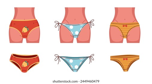 Underwear underwear underpants man woman doodle style isolated set. Vector graphic design illustration svg