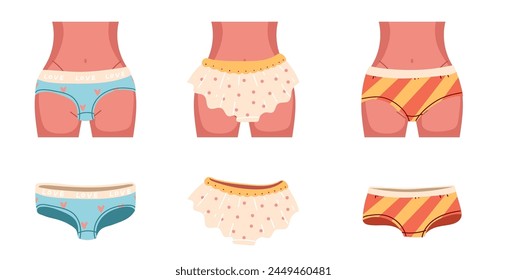 Underwear underwear underpants man woman doodle style isolated set. Vector graphic design illustration svg