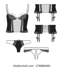 Ilustración de plantilla aislada de vector de ropa interior