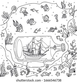 Underworld, sea fishes for coloring
