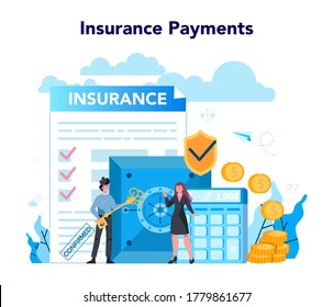 Underwriter concept. Business insurance, financial payment in case of damage or financial loss. Idea of security and protection of property and profit. Isolated vector illustration
