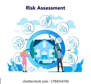 Underwriter concept. Business insurance, financial payment in case of damage or financial loss. Idea of security and protection of property and profit. Isolated vector illustration