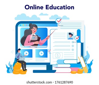 Underwriter Online Service Or Platform. Business Insurance, Financial Payment In Case Of Damage Or Financial Loss. Online Education. Isolated Vector Illustration