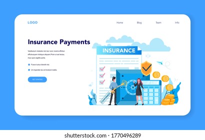 Underwriter web banner or landing page. Business insurance, financial payment in case of damage or financial loss. Idea of security and protection of property and profit. Vector illustration
