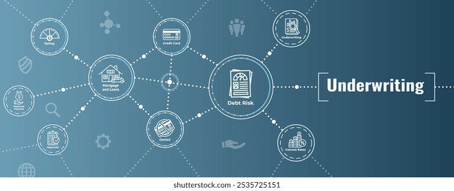 Underwriting for Loan Application - Mortgage and Interest Rates Icon Set and Banner
