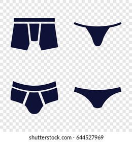 Undies Icons Set. Set Of 4 Undies Filled Icons Such As Man Underwear