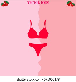 Undies vector  icon. Strawberry Background.