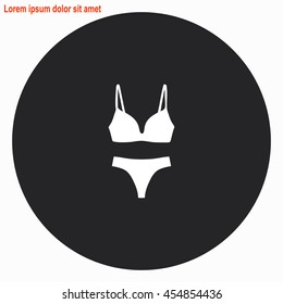 Undies web icon. Gray circle button with white illustration.