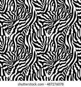 Undiscovered Africa. Abstract expressive zebra skin print. Seamless vector pattern. Safari textile collection.